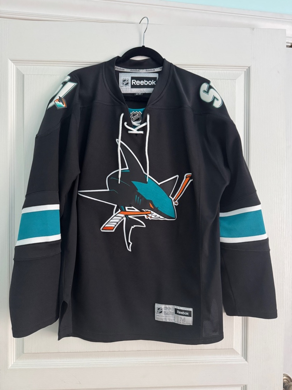 Reebok San Jose Sharks Black Teal Hockey Jersey